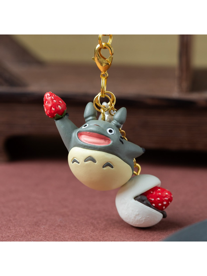 Totoro Style Strawberry Daifuku Keychain Japanese Wagashi Charm
