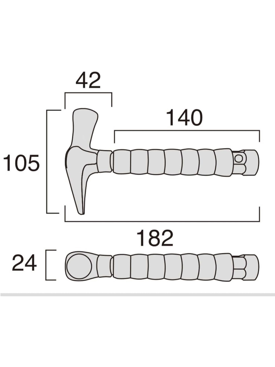 Fujiya HT17P-185 Through Handle Pocket Hammer 185mm