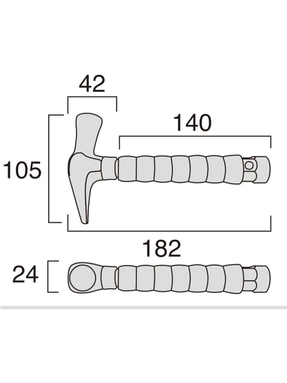 Fujiya HT17P-185 Through Handle Pocket Hammer 185mm