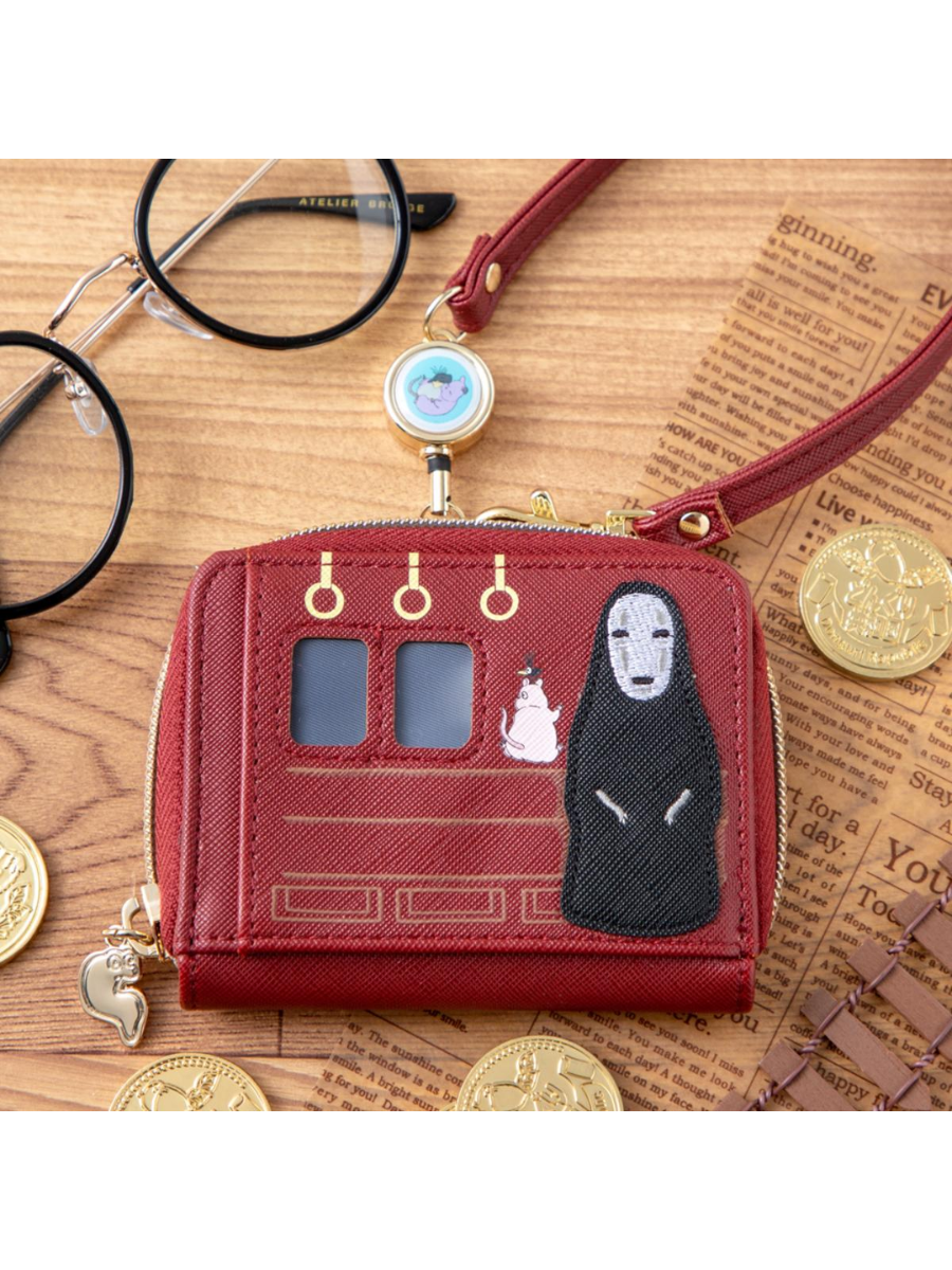 Spirited Away Coin & Card Case with Retractable Reel Sea Railway No-Face