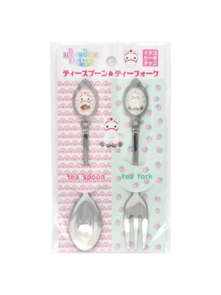 Idol Horse Friends Strawberry Cake Chan Tea Spoon & Tea Fork Set