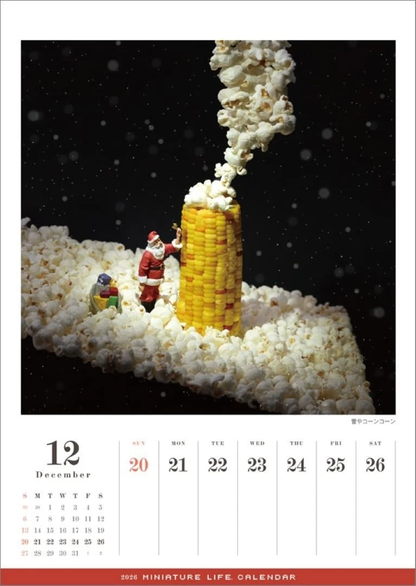 Hagoromo CL26-0466 Miniature Life Calendar 2026 Wall Calendar
