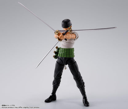 Bandai Spirits S.H.Figuarts One Piece Roronoa Zoro Figure – Romance Dawn Ver. Action Figure