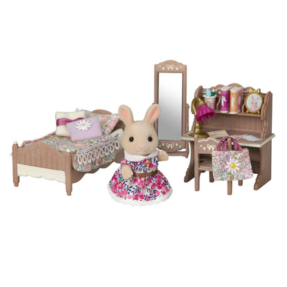 Sylvanian Families Liberty Print Kids Bedroom Set with Milk Rabbit Girl Rebecca