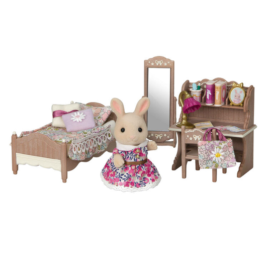 Sylvanian Families Liberty Print Kids Bedroom Set with Milk Rabbit Girl Rebecca