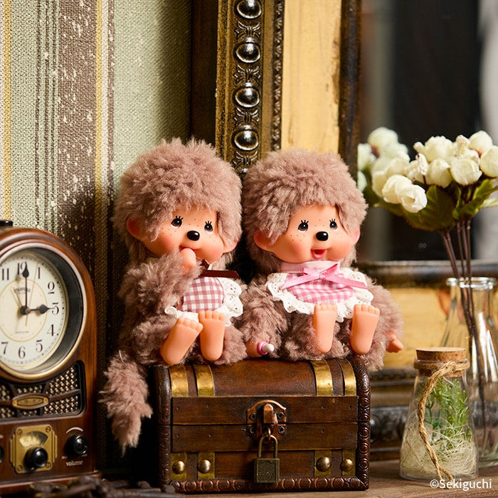 Monchhichi Sweet Brown Plush Pink & Brown Set of 2