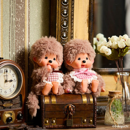 Monchhichi Sweet Brown Plush Pink & Brown Set of 2