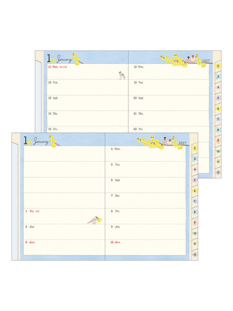 Midori 2027 A6 Bird Diary Japanese Planner 22445006