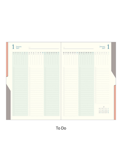Midori 2027 B6 Double Schedule Monthly Diary Light Blue