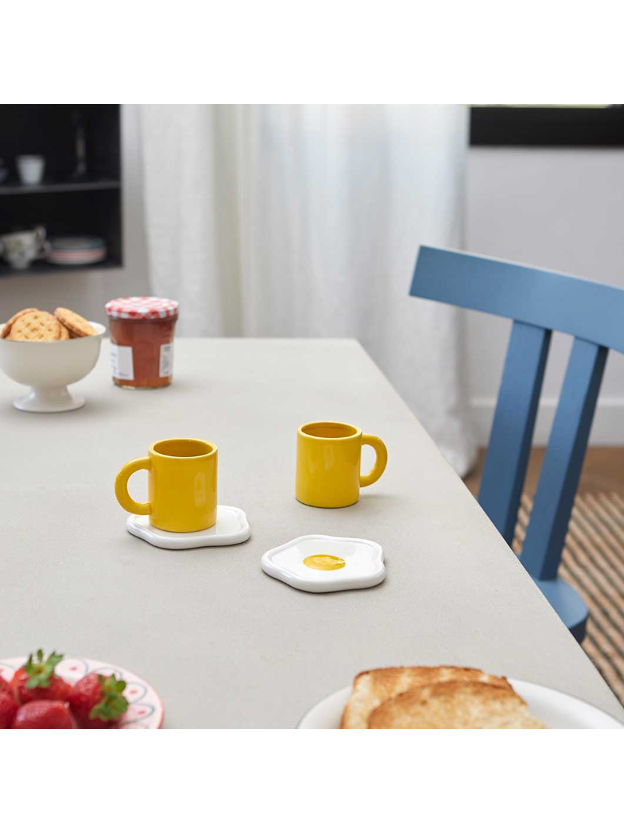 Sunny Side Up Espresso Cup and Saucer Set of 2