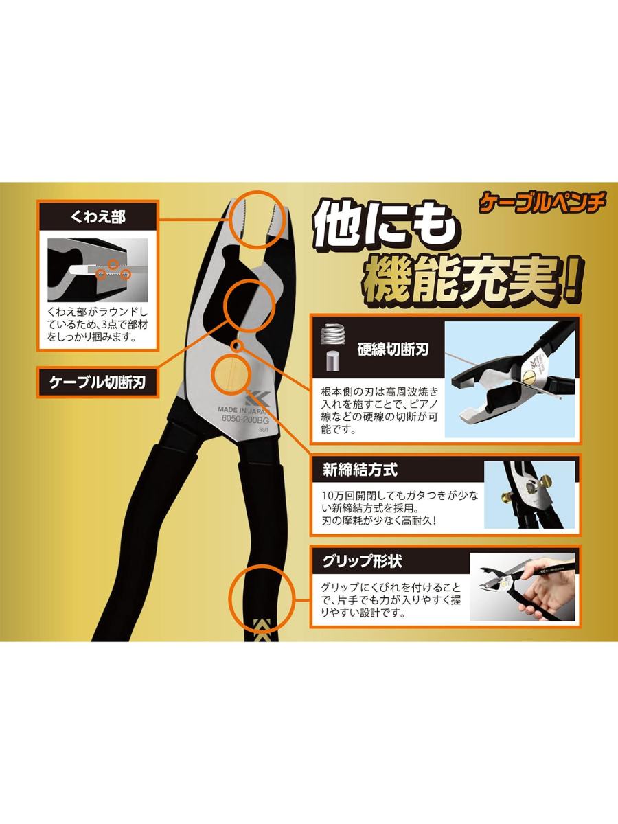 Fujiya Cable Cutters Black & Gold 175mm 200mm