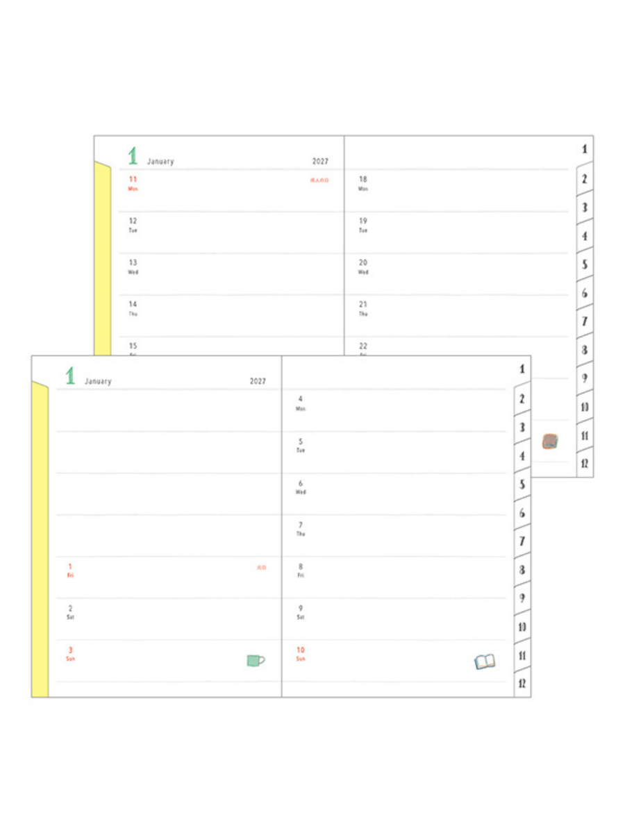 Midori 2027 A6 Dog Diary – Monthly & 2-Week Planner