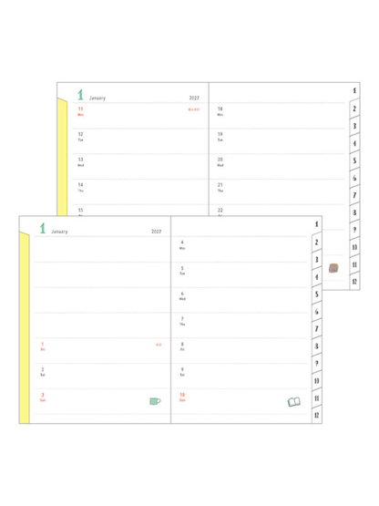 Midori 2027 A6 Dog Diary – Monthly & 2-Week Planner