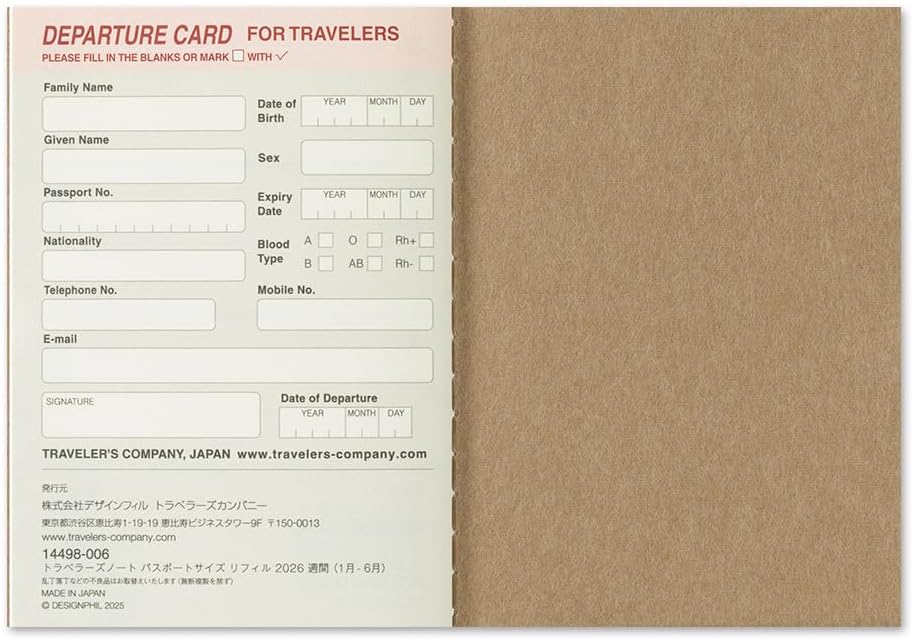 Traveler’s Notebook 2026 Weekly Refill