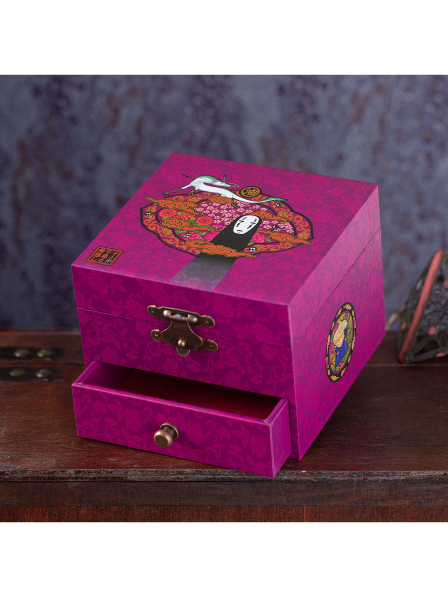 Spirited Away Music Box Paper Box No Face Rotating Figure Storage Case