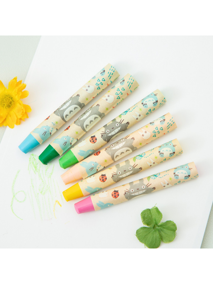 Totoro Beeswax Crayons 12 Colors Set – Colorful Leaf Design