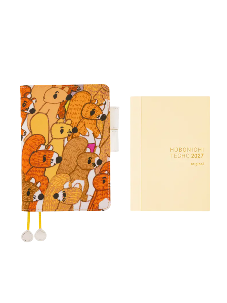 Hobonichi Techo 2027 100%ORANGE Busy Squirrels Original Size A6 Planner Cover