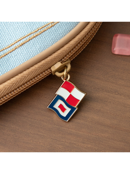 Embroidered Flag Pouch Vertical Cosmetic Bag