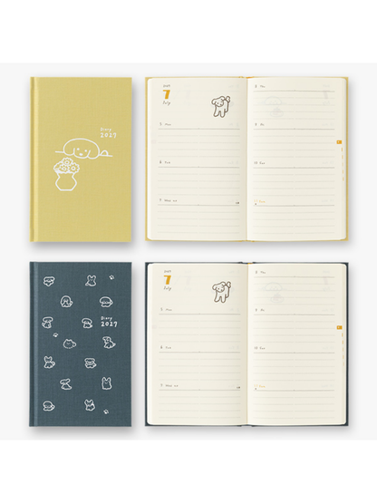 Midori 2027 Japanese Dog Diary B6 Slim Monthly & Weekly Planner