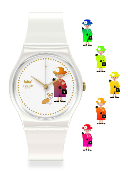 Swatch HOW MAJESTIC GZ711 Jubilee White Watch
