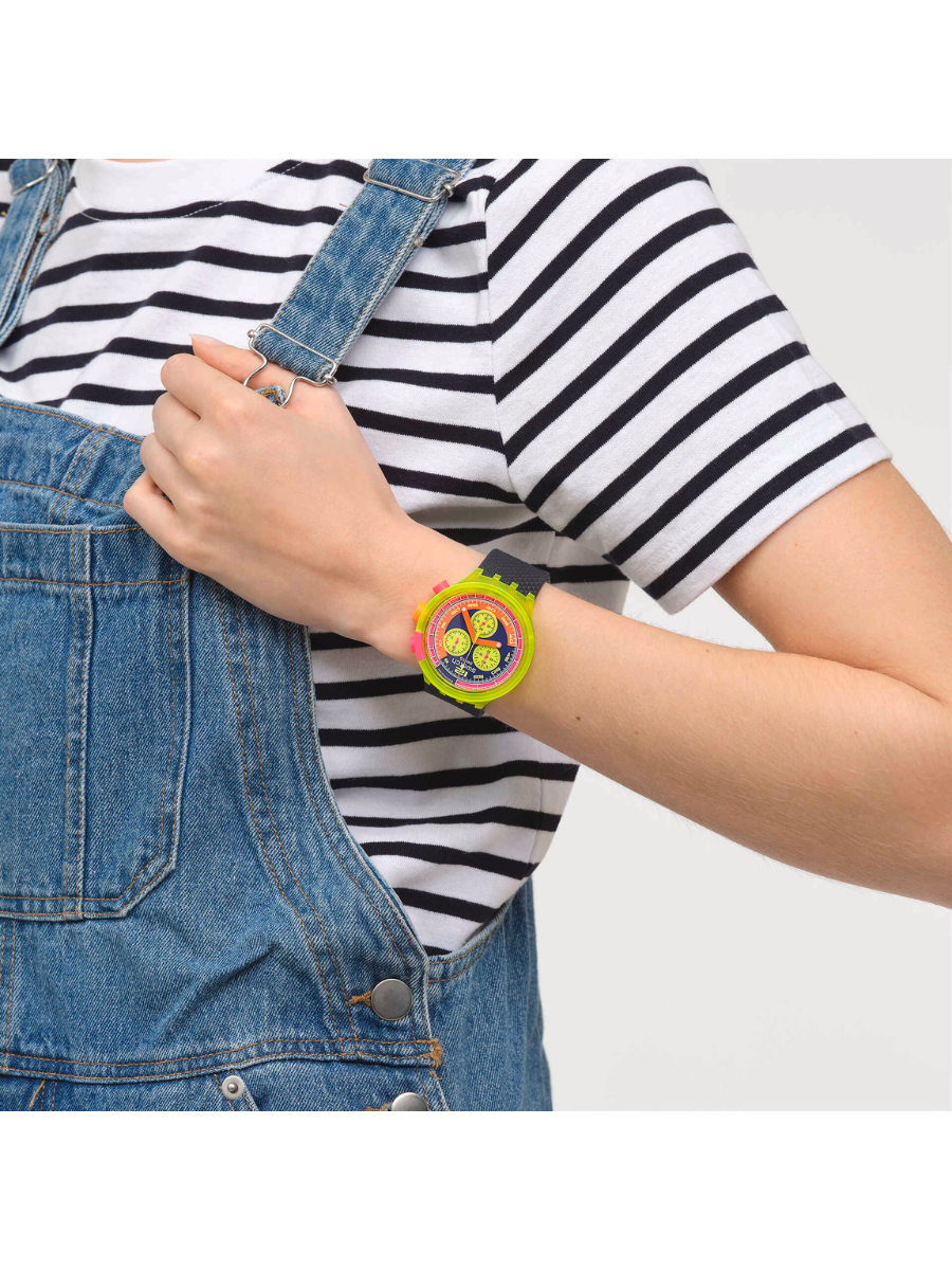 Swatch NEON TO THE MAX SB06J100 Big Bold Oversized Watch