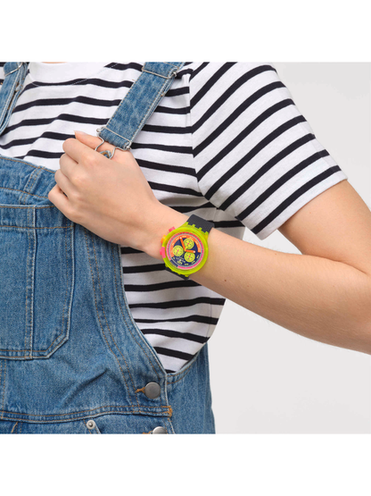 Swatch NEON TO THE MAX SB06J100 Big Bold Oversized Watch