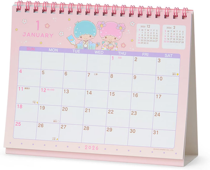 Sanrio 622061 Ring Calendar 2026 Little Twin Stars Kiki & Lala Tabletop Paper Calendar