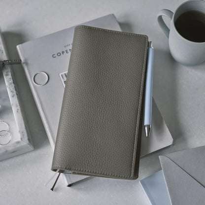 Hobonichi Techo 2026 Weeks Leather Cover Tight Gray Light Blue Italian Leather Planner Cover
