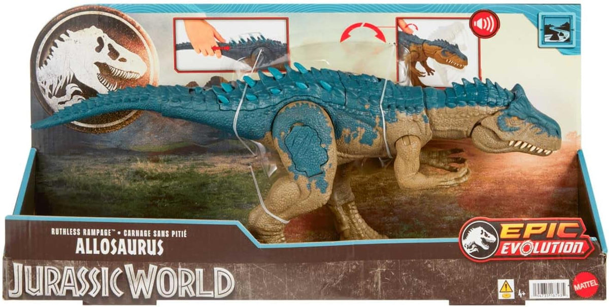 Mattel Jurassic World Battle Action Roaring Allosaurus Dinosaur Action Figure HRX50