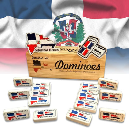 PRK 14 02020 Double Six Domino Set with Dominican Republic Patch