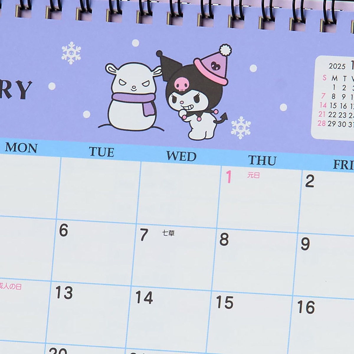 Sanrio 622168 Ring Calendar 2026 Chrome Tabletop Paper Calendar