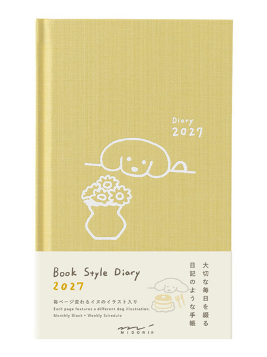 Midori 2027 Japanese Dog Diary B6 Slim Monthly & Weekly Planner