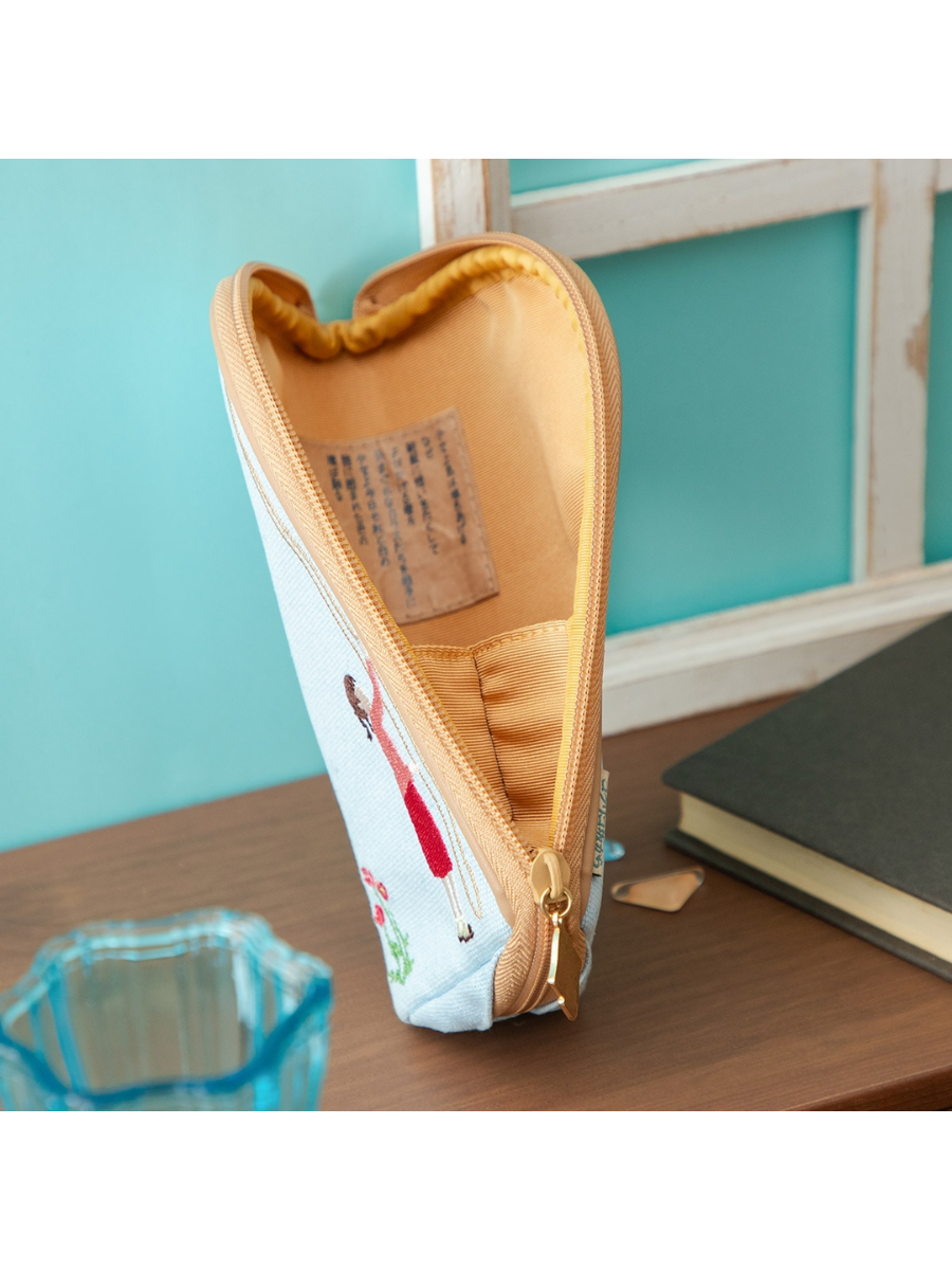 Embroidered Flag Pouch Vertical Cosmetic Bag