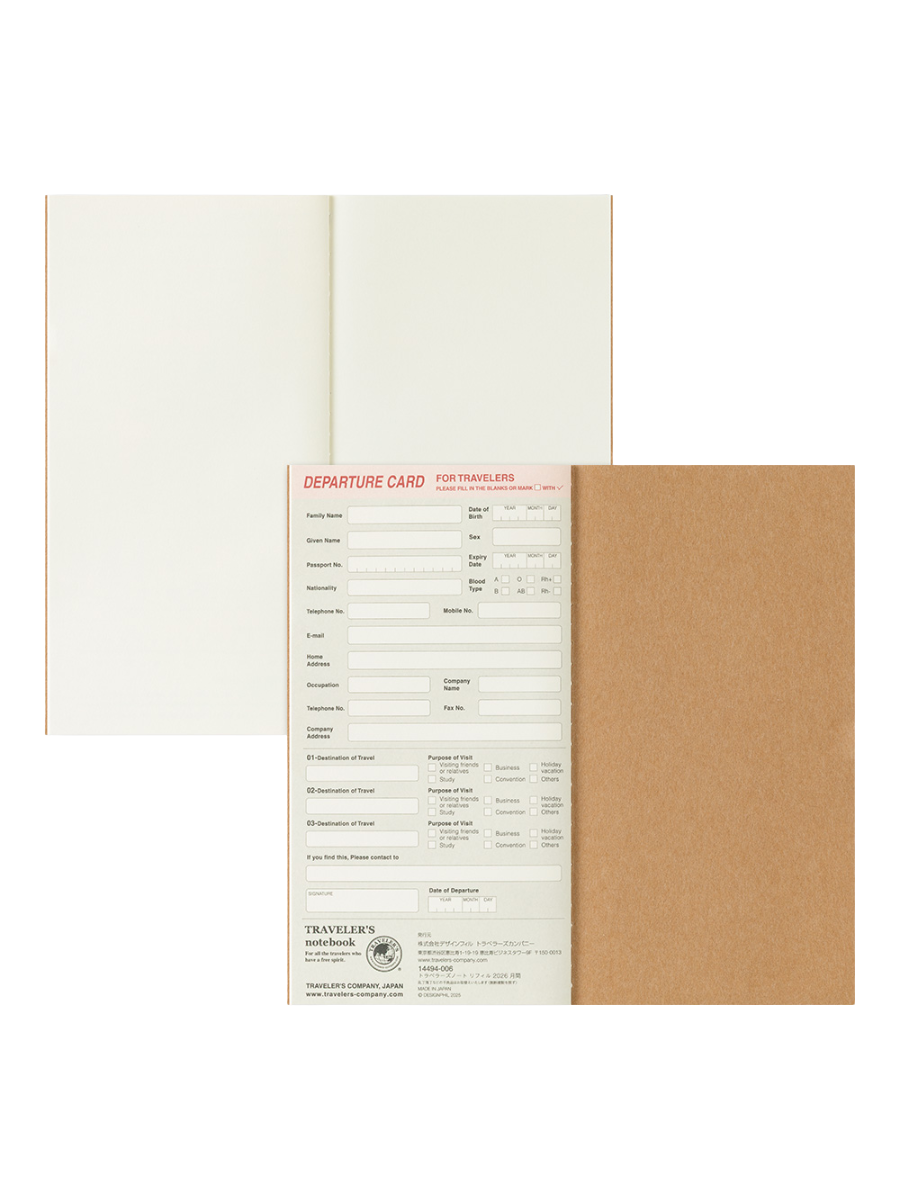 Traveler’s Notebook 2026 Monthly Diary Refill Regular Size