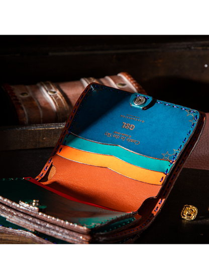 Castle in the Sky Dola Leather Short Wallet Handmade Cow Leather Wallet