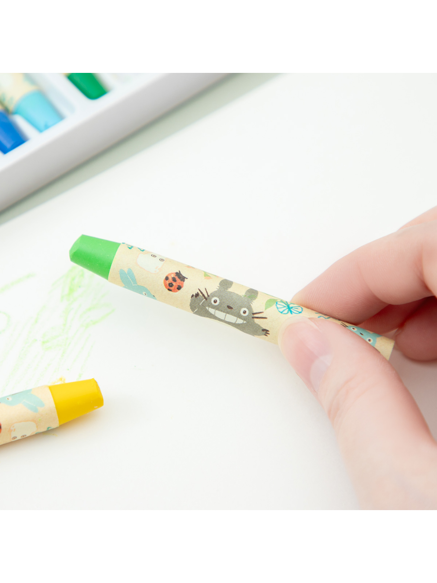 Totoro Beeswax Crayons 12 Colors Set – Colorful Leaf Design