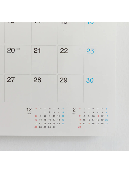 Hobonichi Whiteboard Calendar 2027 Medium Size