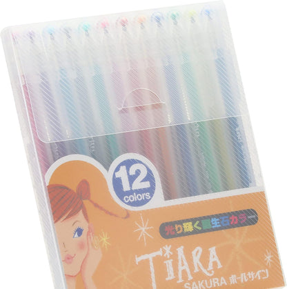 Sakura Crepas Ballsign Tiara Birthstone Color Gel Pen Set 12 Colors PGB12TN