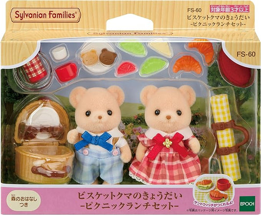 Sylvanian Families Calico Critters Biscuit Bear Brother & Sister Picnic Lunch Set FS-60