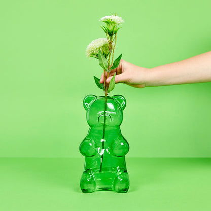 Balvi Yummy Bear Green Glass Flower Vase