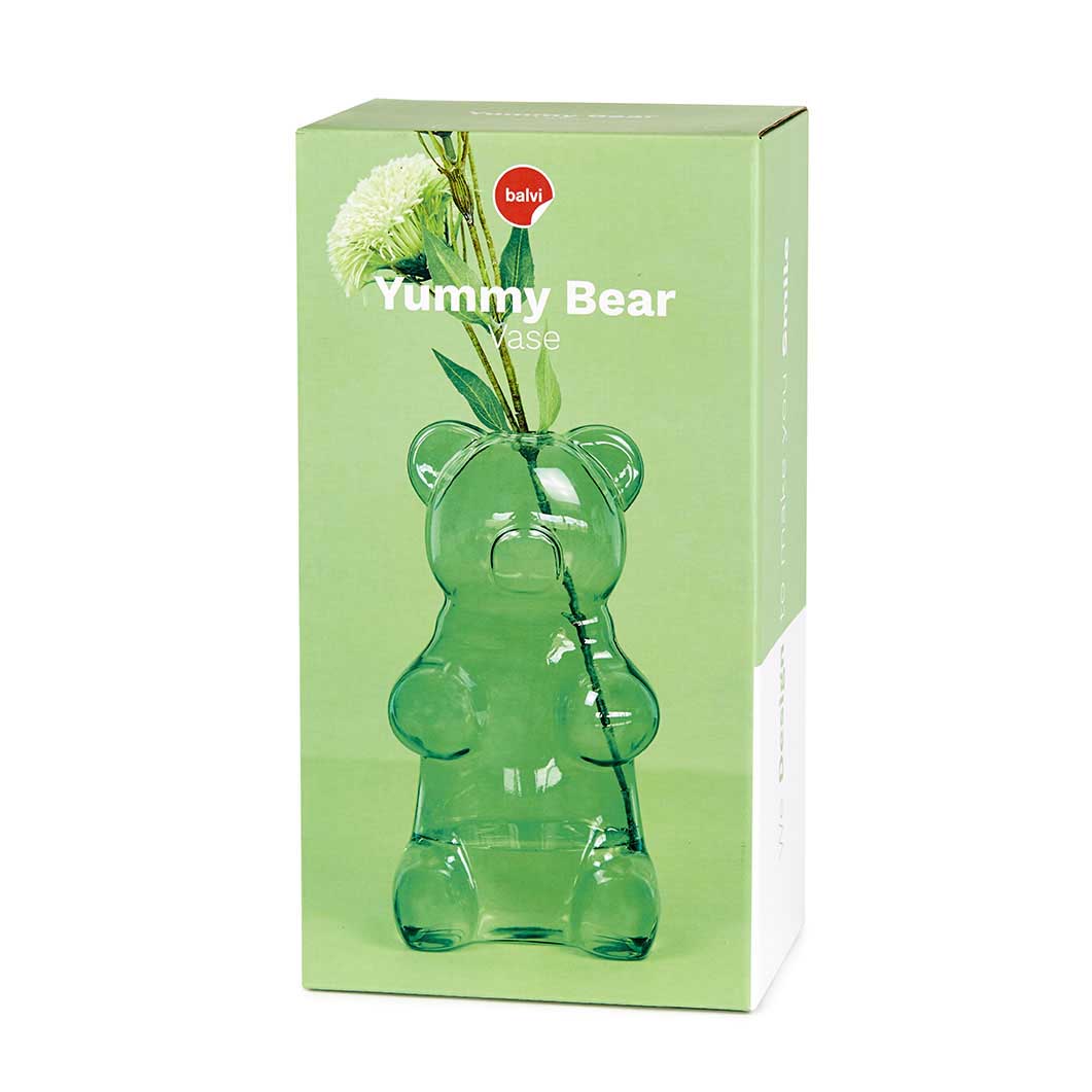 Balvi Yummy Bear Green Glass Flower Vase