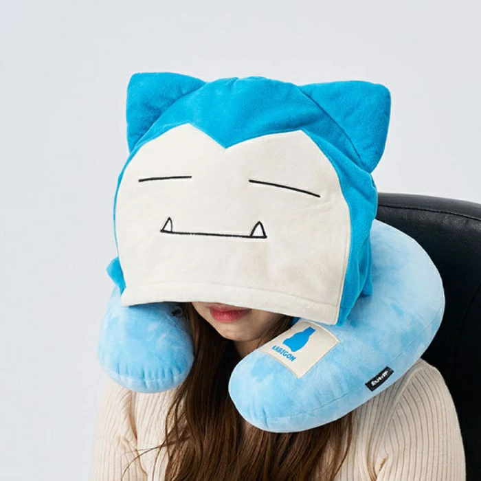 Pokemon Snorlax Hooded Neck Pillow Travel Fleece Cushion