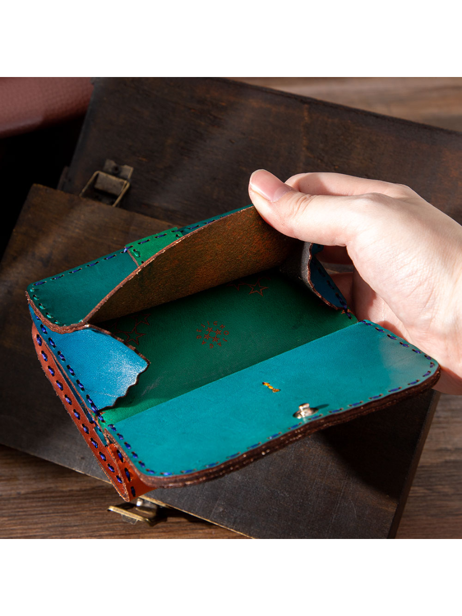 Castle in the Sky Dola Leather Short Wallet Handmade Cow Leather Wallet
