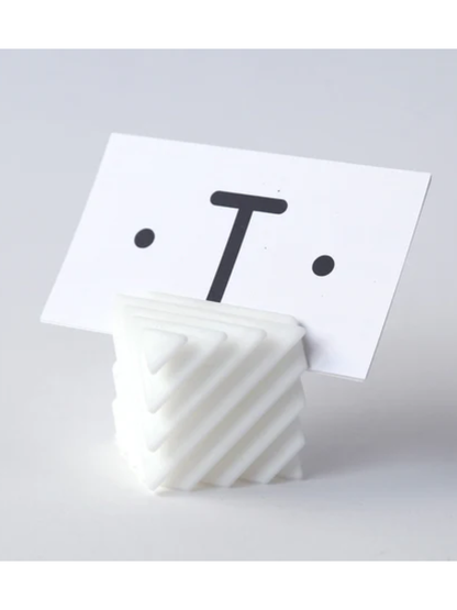 Geometric Cube Card Holder Desk Object