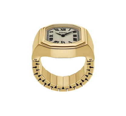 Harlow Gold Tone Watch Ring Stainless Steel Quartz Two Hand Ring Watch