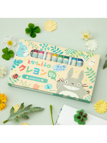 Totoro Beeswax Crayons 12 Colors Set – Colorful Leaf Design