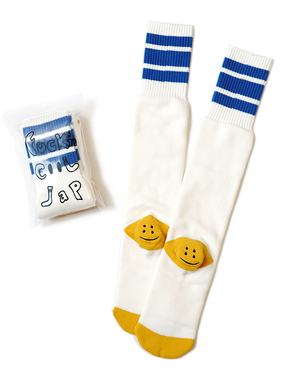 Kapital 144pcs HAPPY HEEL embroidered skater knee highs socks