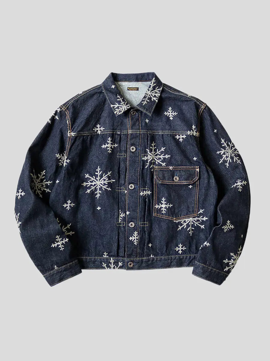 Kapital 14oz denim snow pattern embroidery 1ST JKT Jacket (Time Sale)