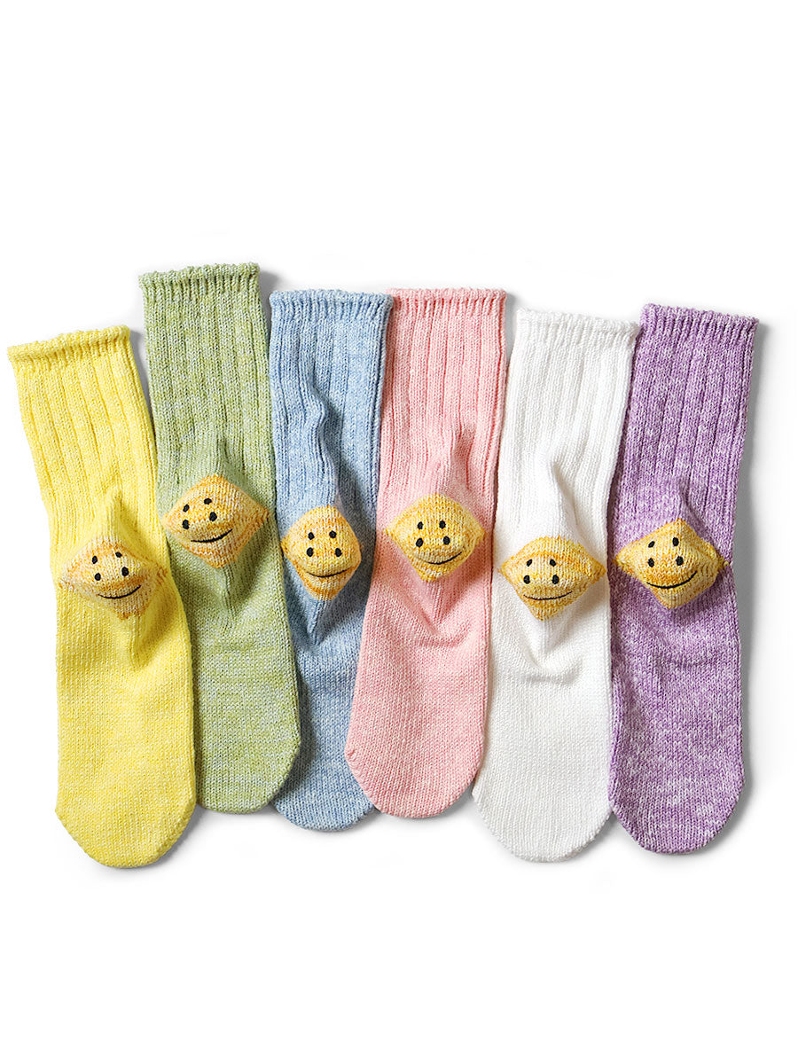 Kapital 56-Count 3x1 Rib Rainbow Happy Heel Socks