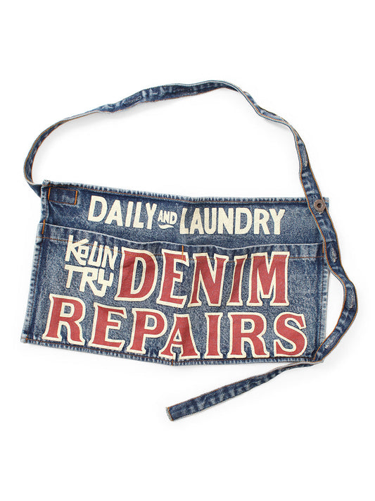 Kapital 13oz Denim Distressed Short Apron (DENIM REPAIRSpt)